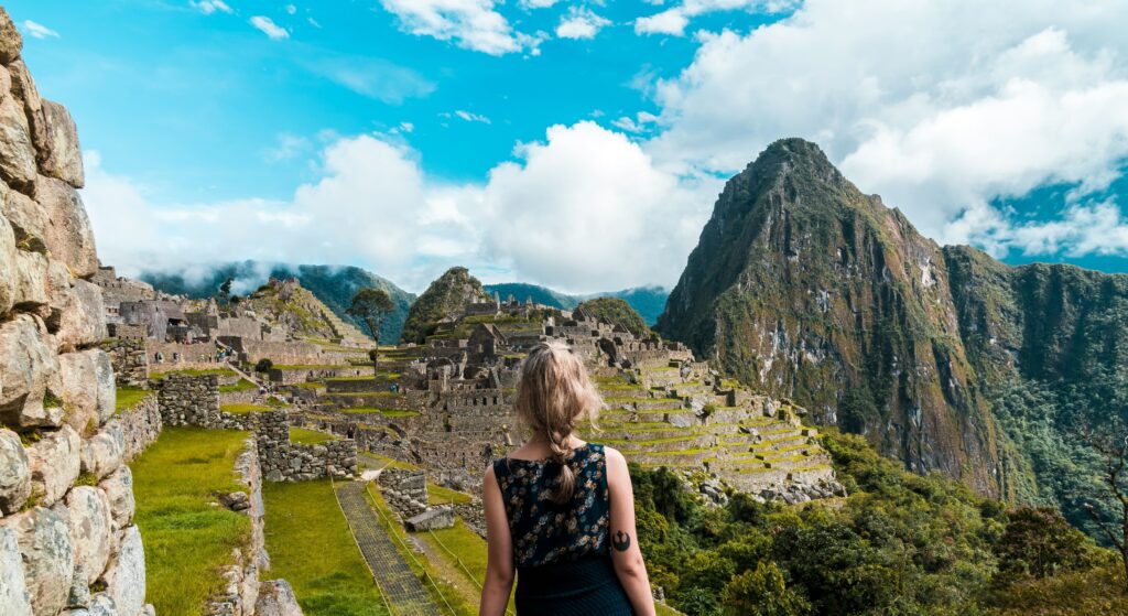 A person visiting Machu Picchu